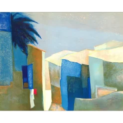 GAVEAU Claude - Lithographie originale "Paysage Méditerranéen" 56x72cm