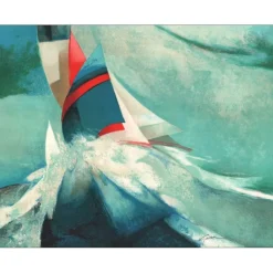 GAVEAU Claude - Lithographie originale "Régate" 56x72cm