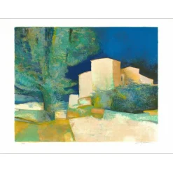 GAVEAU Claude - Lithographie originale "Maison en Provence" 56x76cm