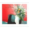 GAVEAU Claude - Lithographie originale "Nature morte au fond rouge" 56x76cm