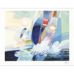 GELIS Daniel - Lithographie originale "Bateau en mer"  45x61cm