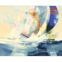 GELIS Daniel - Lithographie originale "Bateaux en haute mer"  56x72cm