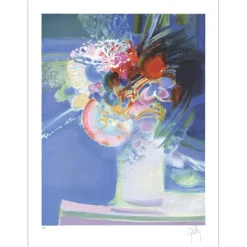 GELIS Daniel - Lithographie originale "Le bouquet de fleurs"  61x45cm