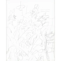 GEN PAUL - Dessin original au crayon "Trois personnages" 62x49cm