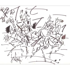 GEN PAUL - Dessin original à l'encre "Les cavaliers" 49x61cm