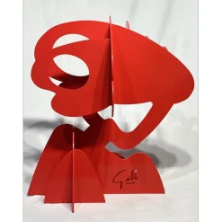 GILLI Claude - Sculpture originale en métal "Arbre rouge" 75x70x50cm