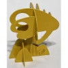 GILLI Claude - Sculpture originale en métal "Arbre jaune" 20x17x13cm