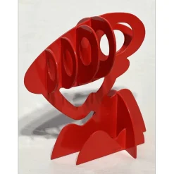 GILLI Claude - Sculpture originale en métal "Arbre rouge" 20x17x13cm