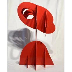 GILLI Claude - Sculpture originale en métal "Arbre rouge" 75x70x50cm