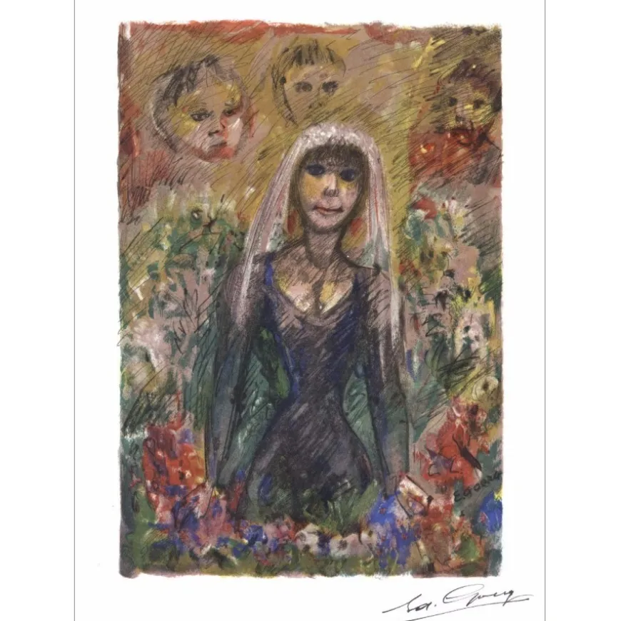 GOERG Edouard - Lithographie originale "La jeune veuve" 38x28cm - 1961