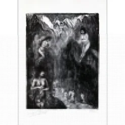 GOERG Edouard  - Lithographie originale "Le bain des sorcières" 56x38cm