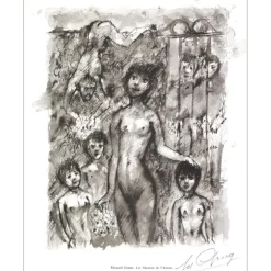 GOERG Edouard  - Lithographie signée au crayon "Les chemins de l'Amour" 27x21cm - 1961