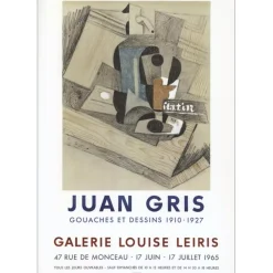 GRIS Juan - Lithographie "Exposition Galerie Louise Leiris, Paris" 68x47cm - 1965