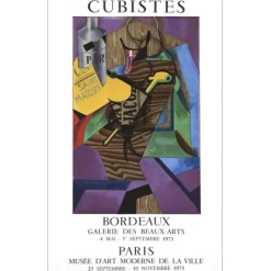 GRIS Juan - Lithographie "Exposition Musée d'art moderne, Paris et Bordeaux" 73x45cm - 1973