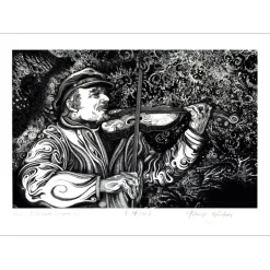GRÜNBERG Roland - Lithographie originale "Un Klezmer inconnu" 29x41cm