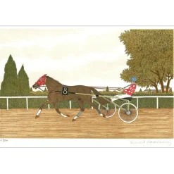 HADDELSEY Vincent - Lithographie originale "Le trot" 37x54 cm - 1985 - Signée et Numérotée