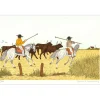 HADDELSEY Vincent - Lithographie originale "Les gardians de Camargue" 37x54 cm - 1985 - Signée et Numérotée