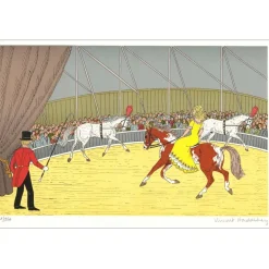 HADDELSEY Vincent - Lithographie originale "Le cirque" 37x54 cm - 1985 - Signée et Numérotée
