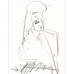 HASCH Victor - Dessin original au fusain "Portait 02" 76x56cm - 1998