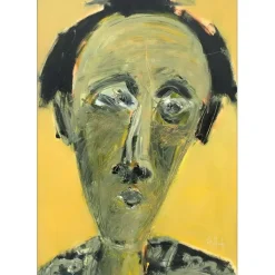 HASCH Victor - Huile sur Toile "Portrait au fond jaune" 110x75cm