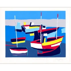HASCH Victor - Lithographie originale "Les Bateaux" 55x73cm