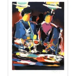 HASCH Victor - Lithographie originale "Couple au Bar" 76x56cm