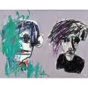 HASCH Victor - Peinture à l'acrylique "Basquiat vs Warhol, Gris" 54x73cm