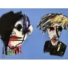 HASCH Victor - Peinture à l'acrylique "Basquiat vs Warhol, Bleu" 50x70cm