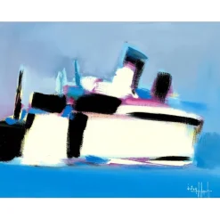 HASCH Victor - Peinture à l'acrylique sur papier "Marine Cannes" 49x64cm - 1986