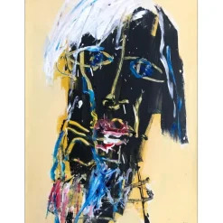 HASCH Victor - Peinture originale à l'acrylique sur toile "Andy Warhol" 73x54cm (20P)