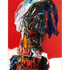 HASCH Victor - Peinture originale à l'acrylique sur toile "Andy Warhol" 73x54cm (20P)