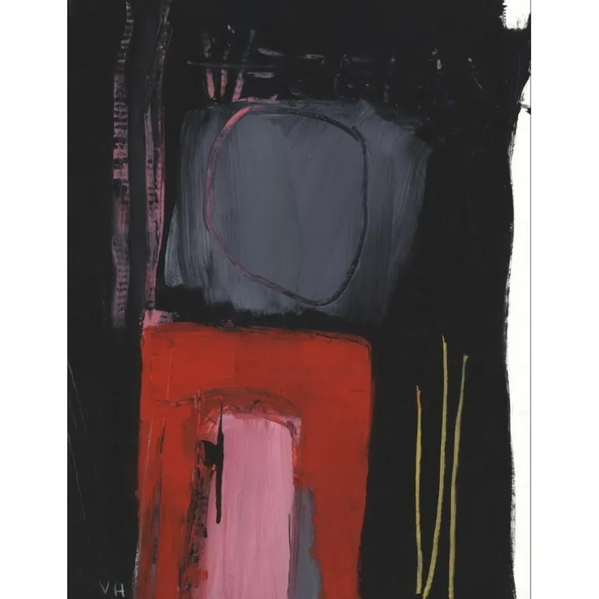 HASCH Victor - Peinture originale à l'acrylique sur papier "Vezelay" 74x55cm