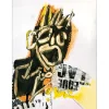 HASCH Victor - Peinture originale à l'acrylique et collages sur carton "JM Basquiat" 52x39cm - 2012