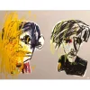 HASCH Victor - Peinture originale à l'acrylique sur toile et collages "Andy Warhol" 54x73cm (20P) - 2005