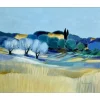 HEMERET Claude - Huile sur toile "Provence, les deux cyprès" 50x61cm