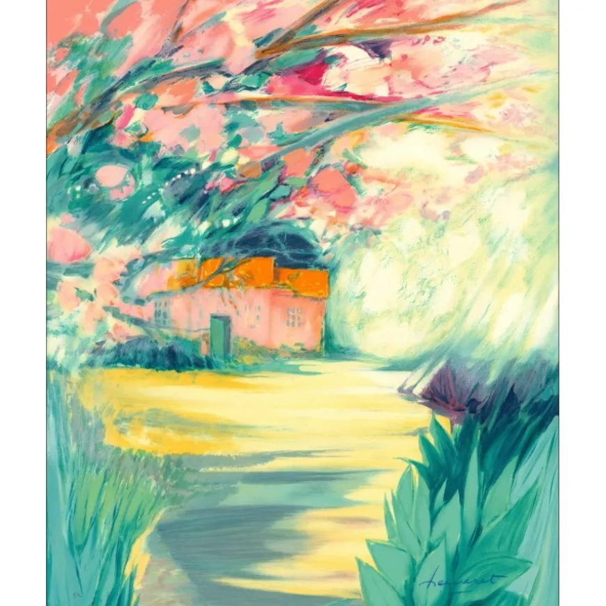 HEMERET Claude - Lithographie originale "Le jardin" 72x58cm