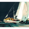 HEMERET Claude - Lithographie originale "Régate" 54x65cm