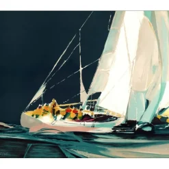 HEMERET Claude - Lithographie originale "Régate" 54x65cm