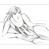 HILAIRE Camille - Dessin au crayon et au fusain "Femme à la plage" 24x31cm