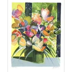 HILAIRE Camille - Lithographie originale "Bouquet IV" 60x45cm