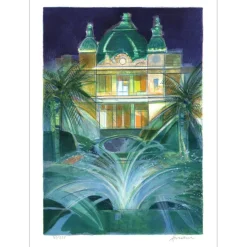 HILAIRE Camille - Lithographie originale "Côte d'Azur, Monaco" 50x37cm