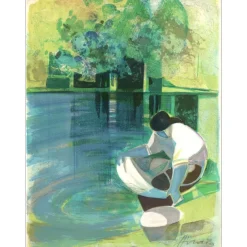 HILAIRE Camille - Lithographie originale "La lavandière sur la Thur" 40x29cm - 1975