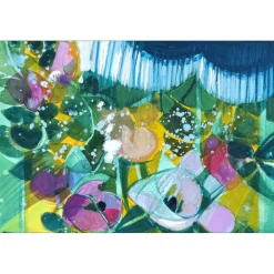 HILAIRE Camille - Peinture originale à la gouache "Bouquet de fleurs" 62x43cm