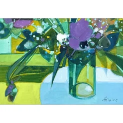 HILAIRE Camille - Peinture originale à la gouache "Bouquet de fleurs" 62x43cm