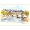 HUCHET Urbain - Aquarelle originale "Paris : Notre Dame vue de la Seine" 30x45cm