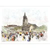 HUCHET Urbain - Lithographie originale "Paris, Saint Germain des prés" 54x76cm