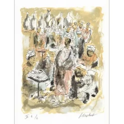 HUCHET Urbain - Lithographie originale "Impressions d'Egypte V" 45x30cm