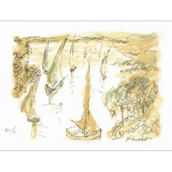 HUCHET Urbain - Lithographie originale "Impressions d'Egypte II" 30x45cm