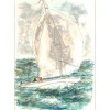 HUCHET Urbain - Lithographie originale "Bateau en Mer" 55x38cm