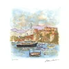 HUCHET Urbain - Lithographie originale "Bateaux au port" 32x32cm